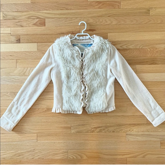 Anthropologie cream fur wool jacket - Picture 2 of 13